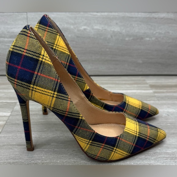 Lilania Lulus Plaid Spike Pump Point Toe Heels Womens Size 7.5 - Picture 2 of 12